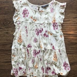 NWT AE Floral High Neck Sleeveless Top